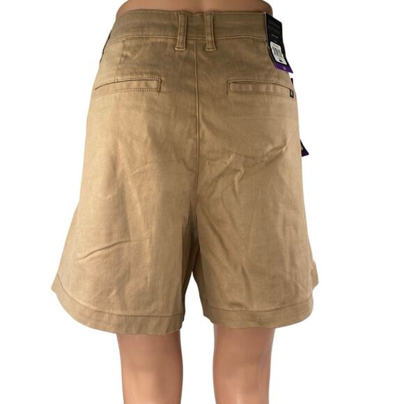 NEW Banana Republic Tan Khaki High Waisted Wide Leg Mini Casual Shorts Size 14 - Picture 3 of 5
